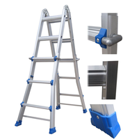 Offre Spéciale échelle d'escalier pliante en aluminium portable avec charnière échelle extensible télescopique pour le travail à domicile jardin dessin toit