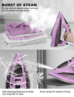 Fer à vapeur Moon 2000W avec semelle en céramique, arrêt automatique, protection anti-goutte et fonction vapeur pour vêtements