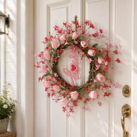 Guirlande de tulipes artificielles roses pour la Saint-Valentin, décoration à suspendre à la porte