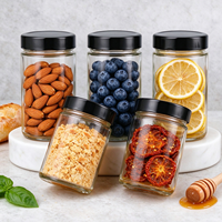 Pot en verre polyvalent transparent de 100 ml, 180 ml, 220 ml, 280 ml, 380 ml, 500 ml, 750 ml pour confiture, cornichons, épices, miel avec couvercle à vis en métal