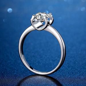 Galvaniseren 925 Sterling Zilver 1 Ct Ronde Solitaire Zirconia Verlovingsring Halo Beloven Ring Maat - Product Image 3