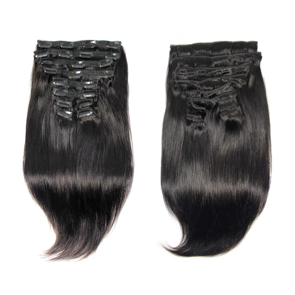 Mongolia Yaki 4b 4c 3c Klip 30in Rambut Asli 2 Pasang 180 Gram Warna Putih Hitam Wanita Ditarik Ganda Klip Ekor Kuda India Dalam Ekstensi