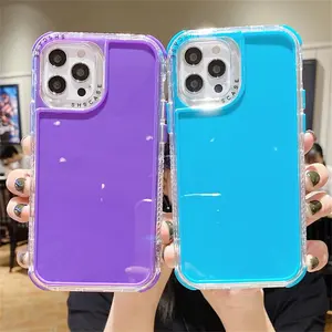 Top seller Candy Color fancy Tpu 2d phone case sublimation 2 in 1 dazzle 13 pro max phone case 360