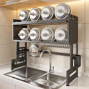 Escurridor de Platos Metálico Multifuncional de Alta Eficiencia, Organizador de Encimera de Cocina, Soporte de Hierro para Escurrir Platos, Organizador de Almacenamiento para Baño - Product Image 1
