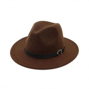 Sombreros Fedora Clásicos Baratos al por Mayor, Diseño de Ala Ancha y Plana, Banda de Cuero Sintético, Felpa, para Adultos, para Fiestas, Negocios, Pesca - Product Image 4