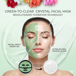 Maschera Viso Termo-Sensibile in Cristallo <span class=keywords><strong>Verde</strong></span> Trasparente da 32g, Piegata in 2 Pezzi, in Idrogel Sciogliente, Campione di Skincare Botanico in Bustina - Vendita all'Ingrosso - Product Image 1