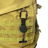 Porte-badge rétractable tactique personnalisé avec logo, cordon métallique, mousqueton de randonnée, porte-clés et support pour téléphone portable