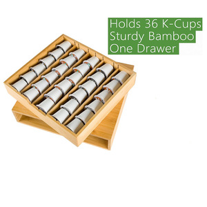 Bamboo <b>Coffee</b> <b>Pod</b> Storage <b>Drawer</b> With Sliding Compartment For <b>Coffee</b> Machine And Kitchen Countertop Organization - Product Image 4