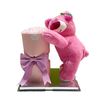 Cadeau Saint-Valentin Anniversaire Thanksgiving Remise de diplôme Bouquet Ours Fraise Fleur Éternelle Réaliste Rose Seau de Câlins Dessin Animé