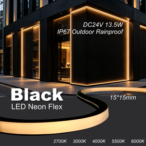 Bande LED néon noire classique pour hôtel, éclairage DC24V, IP67, résistante aux intempéries, en silicone, 15*15mm, bande LED flexible personnalisée - Product Image 1