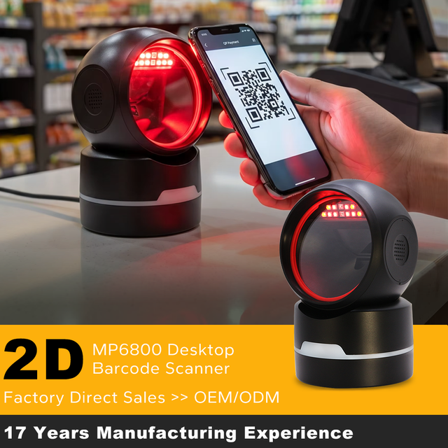 Yokoscan MP6800 Desktop Barcode QR Scanner Omni-Direction Hands-Free COM/USB for Retail POS Library Restaurant-Stock Available