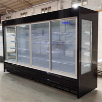 Vitrine réfrigérée ouverte multi-étagères avec rideau d'air et ventilateur, refroidie par compresseur externe, pour fruits et légumes de supermarché