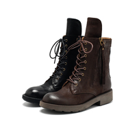 Bottes en daim noir classiques pour femmes, à lacets, avec doublure en cuir véritable, respirantes et confortables, bottes d'automne pour la neige