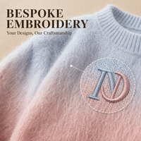 Pull en maille à col ras du cou pour homme, personnalisé OEM, avec dégradé ombré, en peluche duveteuse, à épaules tombantes, manches longues, marque privée