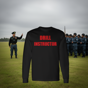 Camiseta de Manga Larga para Instructor de Entrenamiento, Color Negro con Texto Rojo, Estilo Militar - Product Image 3