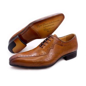 Chaussures Oxford de luxe pour hommes 2025 en cuir de vachette respirant, à lacets, pour mariage et bureau - Product Image 6