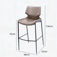 Tabouret de bar moderne en cuir pour usage domestique et extérieur, chaise de comptoir italienne minimaliste de luxe léger, design stable pour bar et réception