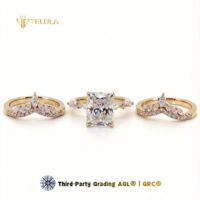 Bague de mariage Telula personnalisée en or massif 18 carats avec diamant de laboratoire taille radiant de 3,5 carats, bague de fiançailles en moissanite taille radiant