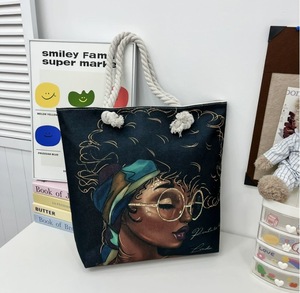 Cô gái châu phi in <span class=keywords><strong>tote</strong></span> túi công suất lớn Vai Túi Vải <span class=keywords><strong>Tote</strong></span> Túi - Product Image 4