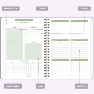 Quaderno per appunti Carta di alta qualità Strumento per gestire studio, lavoro e vita Quotidiana Rilegatura a spirale Copertina impermeabile Dotato di segnalibri Portapenna - Product Image 3