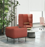 Canapé de bureau individuel à dossier haut avec tablette d'écriture, chaise lounge acoustique pour l'intimité