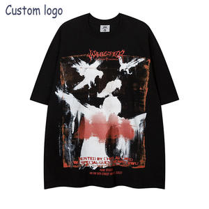 เสื้อยืดฮิปฮอปสตรีทแวร์พิมพ์ลายโลโก้ตามสั่ง - เสื้อยืดโอเวอร์ไซส์ผ้าฝ้ายตาข่ายรูดเชือกแบบยูนิเซ็กซ์ สไตล์ INS สำหรับฤดูร้อน ขายส่ง - Product Image 1