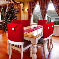 Housse de chaise de Noël en velours rouge, housse de dossier de chaise de salle à manger festive, décoration de fête de Noël, protection de chaise pour la maison