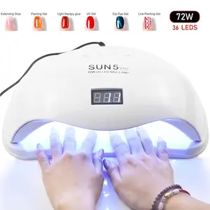 Lámpara portátil profesional para uñas SUN5 PRO, luz Led Uv de alta calidad con dos manos para la belleza de las uñas, 72W