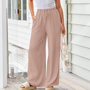 <span class=keywords><strong>Pantaloni</strong></span> <span class=keywords><strong>Palazzo</strong></span> da Donna Enyami Taglie Forti, Casual con Coulisse ed Elastico in Vita, Stile Streetwear, Gamba Larga e Dritta - Product Image 5