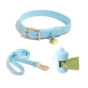 Collar y Correa Ajustables para Perro, Tamaño Pequeño, de PVC Suave, Impermeable, con Etiqueta de Nombre con Diseño de Animal y Porta Bolsas para Excrementos, Venta al Por Mayor - Product Image 1