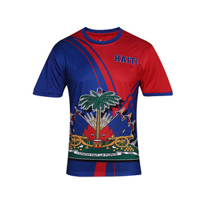 Maillot <span class=keywords><strong>de</strong></span> football respirant à manches courtes pour supporter <span class=keywords><strong>de</strong></span> l'équipe nationale d'Haïti, avec drapeau, multi-pays, pour matchs <span class=keywords><strong>de</strong></span> football - Product Image 1