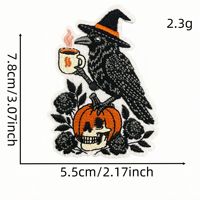 Patchs brodés Halloween à thermocoller ou à coudre avec motifs Sorcière, Canard, Chauve-souris, Lèvres de vampire, Citrouille, Chat, Squelette, Corbeau