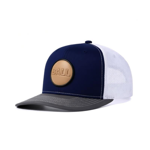 Casquette de baseball structurée à 5 panneaux en coton personnalisée 2026 avec patch tissé et impression sur bande intérieure, dos en maille - Product Image 1