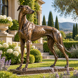 Estatuas de Perro Galgo <span class=keywords><strong>en</strong></span> Bronce <span class=keywords><strong>en</strong></span> Oferta, Esculturas Caninas de Whippet de Tamaño Real para Decoración de Jardines de Casas de Campo - Product Image 4