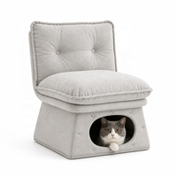 USMILEPET Chaise Partagée Homme-Animal, Lit pour Chat Rembourré Type Grotte, avec Dossier Capitonnée Intégré sous le Siège, pour Mobilier d'Animaux