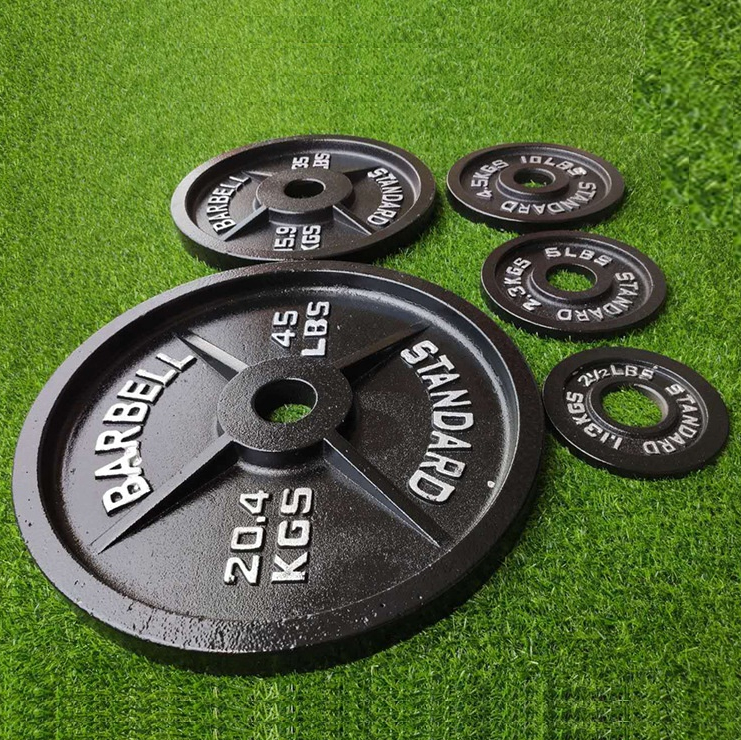 Gym Fitness equipment kg lb lbs Cast Iron barbell free Weight bumper Plates set