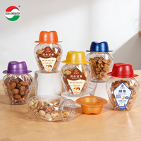 Pot à noix en forme de chapeau de qualité supérieure, transparent, vide, en plastique PET, récipient de stockage alimentaire pour pistaches, noix de cajou, amandes, chocolat, biscuits