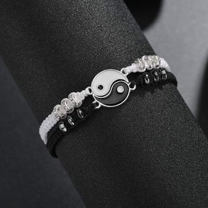 Braccialetto dell'Amicizia <span class=keywords><strong>Ying</strong></span> <span class=keywords><strong>Yang</strong></span> per Migliori Amici, Coppia, Regolabile, Intrecciato, Lungo, per Donne - Product Image 3
