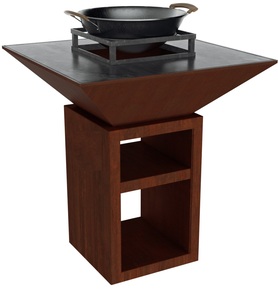 Brasero de Acero Corten para Exteriores con Parrilla para Barbacoa de Madera - Product Image 2