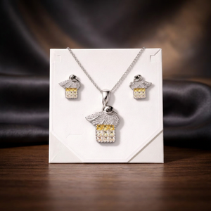 Pendentif en forme de cygne avec pierre précieuse verte au centre, en argent sterling 925, motif oiseau, ensemble collier et boucles d'oreilles, bijoux minimalistes pour femmes - Product Image 3