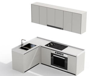 Moderner Melamin-Küchenschrank, Schlichtes Liniendesign mit Viel Stauraum, Langlebig für Küche und Esszimmer - Product Image 1
