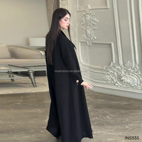 Manteau Abaya Noir Respirant en Gros, Design Élégant, Longueur Cheville, pour Femmes Musulmanes, Vente Directe Usine, Modeste, Style Dubaï