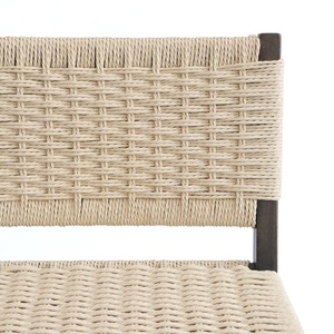 Tabouret de bar <span class=keywords><strong>en</strong></span> <span class=keywords><strong>bois</strong></span> massif avec dossier confortable <span class=keywords><strong>en</strong></span> corde tressée, design minimaliste, avec repose-pieds <span class=keywords><strong>pour</strong></span> la maison ou le bar - Product Image 2
