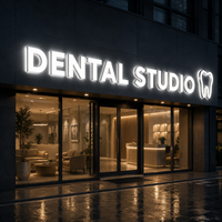 Enseigne lumineuse 3D LED personnalisée en aluminium pour clinique dentaire, lettres en relief rétroéclairées pour logo mural de cabinet dentaire