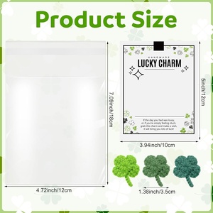 ของขวัญนำโชค งานถักโครเชต์รูปใบโคลเวอร์ 4 แฉก การ์ดนำโชค และถุงแบบมีกาวใน<span class=keywords><strong>ตัว</strong></span> ของที่ระลึกสไตล์ไอริช - Product Image 2