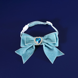 Pet Love Velvet Bow Collar Ajustable Plata Corbata Gato y Perro Accesorios de Cumpleaños - Product Image 6