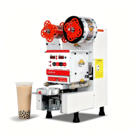 Scelleuse de gobelets entièrement automatique pour les salons de thé, machine à sceller double usage pour gobelets en papier et en plastique pour thé au lait