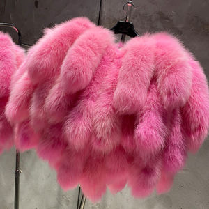 Giacca di pelliccia di lusso invernale soffice giacca di pelliccia di volpe naturale sciarpa da donna cappotti di coda di pelliccia rosa - Product Image 2