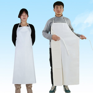 Tablier blanc imperméable de 1,15 m de longueur pour la cuisine, le travail, adultes, unisexe, couleur unie - Product Image 5