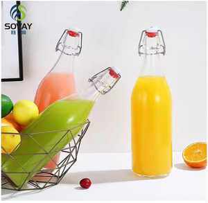 خدمة تصنيع حسب الطلب لزجاجات فارغة عالية الجودة مستديرة لعصير الفواكه والحليب والمشروبات مع غطاء قلاب - Product Image 6
